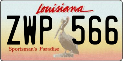 LA license plate ZWP566