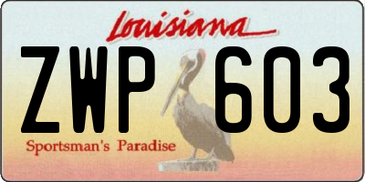 LA license plate ZWP603