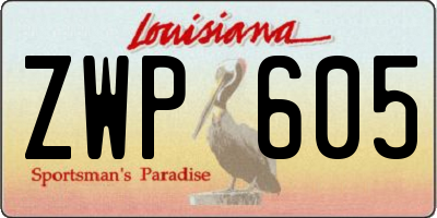 LA license plate ZWP605