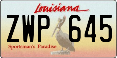 LA license plate ZWP645