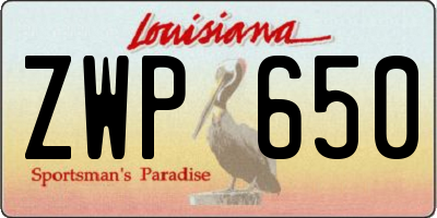 LA license plate ZWP650