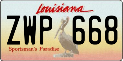 LA license plate ZWP668