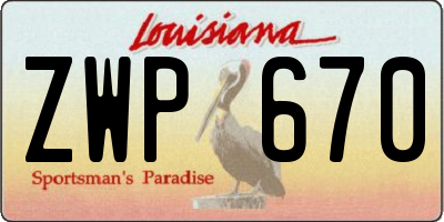 LA license plate ZWP670