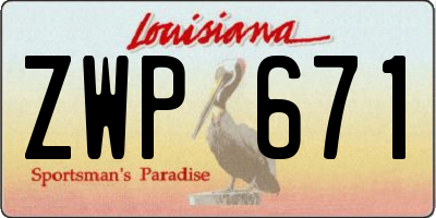 LA license plate ZWP671