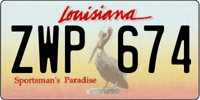 LA license plate ZWP674