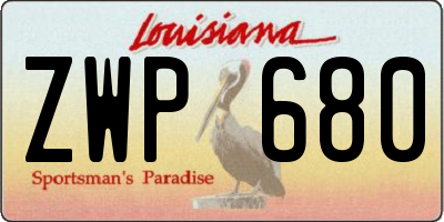 LA license plate ZWP680