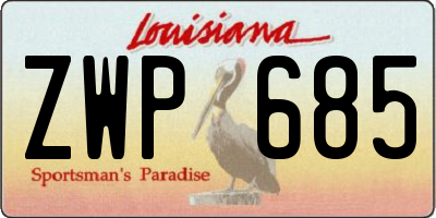 LA license plate ZWP685