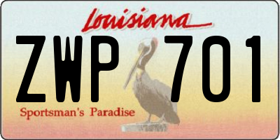 LA license plate ZWP701