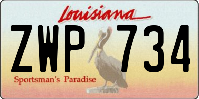 LA license plate ZWP734