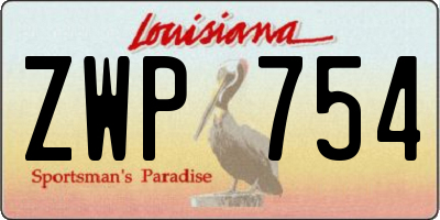 LA license plate ZWP754