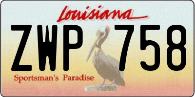 LA license plate ZWP758