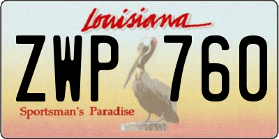 LA license plate ZWP760