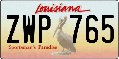 LA license plate ZWP765