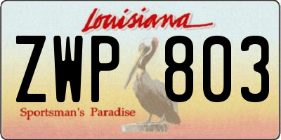 LA license plate ZWP803
