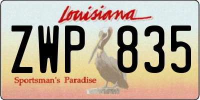 LA license plate ZWP835