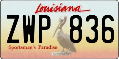 LA license plate ZWP836