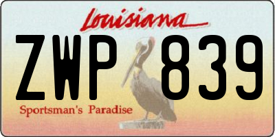 LA license plate ZWP839