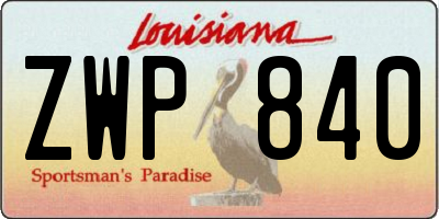 LA license plate ZWP840