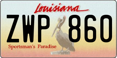 LA license plate ZWP860