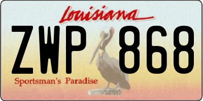 LA license plate ZWP868