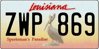 LA license plate ZWP869