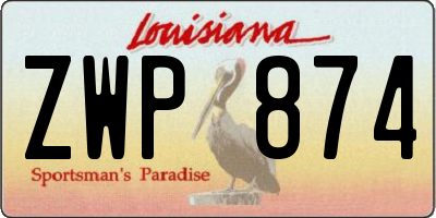 LA license plate ZWP874