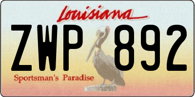 LA license plate ZWP892