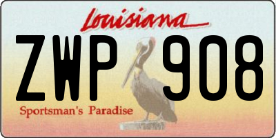 LA license plate ZWP908