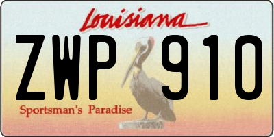 LA license plate ZWP910