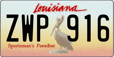 LA license plate ZWP916