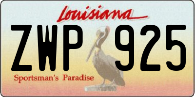 LA license plate ZWP925