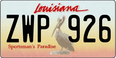 LA license plate ZWP926