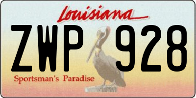 LA license plate ZWP928