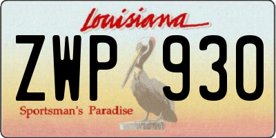 LA license plate ZWP930