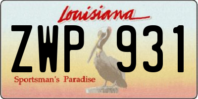 LA license plate ZWP931