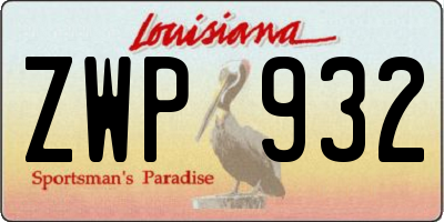 LA license plate ZWP932