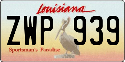 LA license plate ZWP939