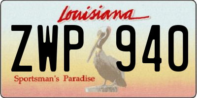 LA license plate ZWP940