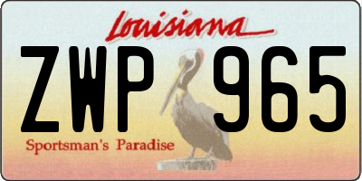 LA license plate ZWP965