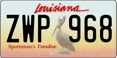 LA license plate ZWP968