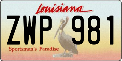 LA license plate ZWP981