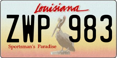 LA license plate ZWP983