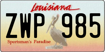 LA license plate ZWP985
