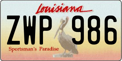 LA license plate ZWP986