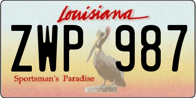 LA license plate ZWP987