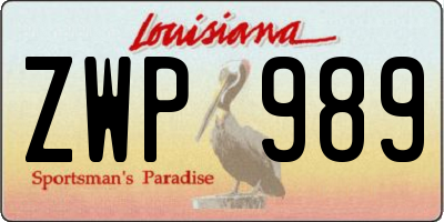 LA license plate ZWP989