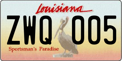 LA license plate ZWQ005