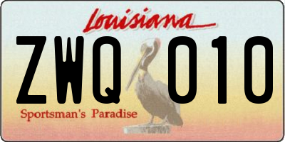 LA license plate ZWQ010