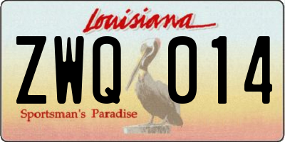 LA license plate ZWQ014