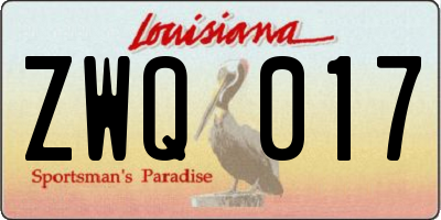 LA license plate ZWQ017